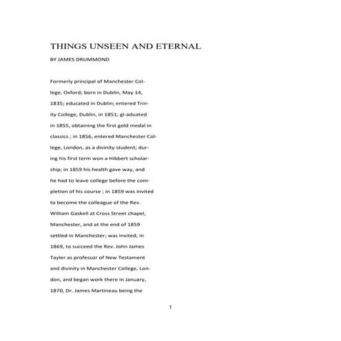 Things unseen and eternal