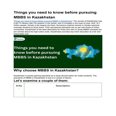 Things you need to know before pursuing MBBS in Kazakhstan.docx