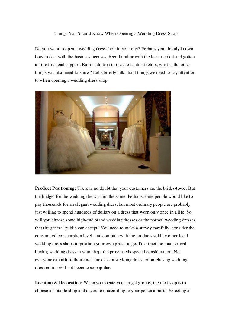 Things you should know when opening a wedding dress shop