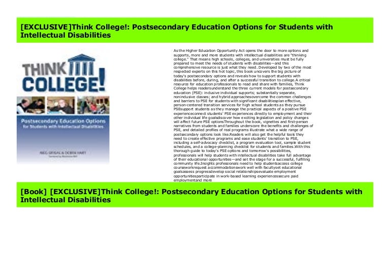 [EXCLUSIVE]Think College! Postsecondary Education Options for Studen…