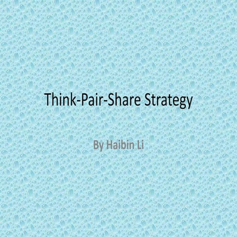 Think pair-share strategy
