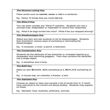 Thinkers keys description