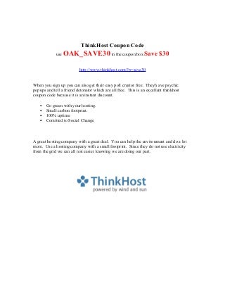 Thinkhost Coupon Code OAK_SAVE30