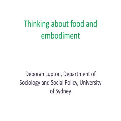 Thinking about Food and Embodiment