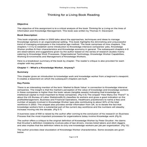 Thinking for a Living Book Summary
