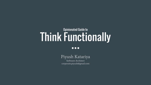 Thinking Functionally