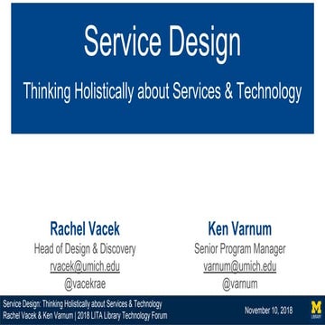 Service Design: Thinking Holistically About Services and Technology