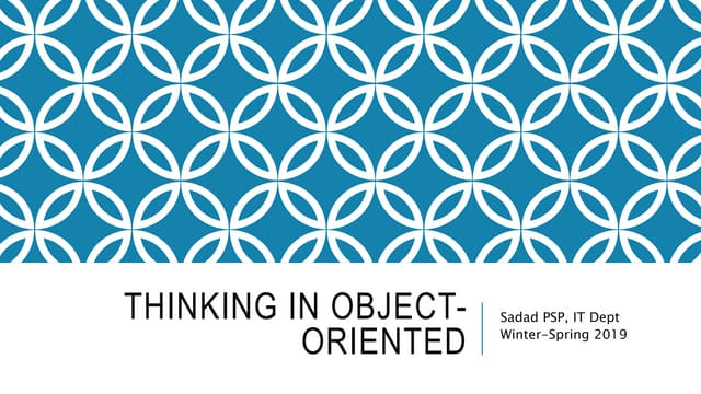 Thinking in object oriented - Part 2