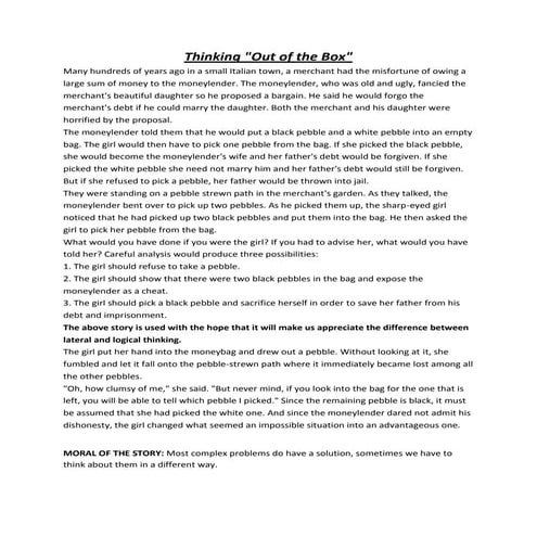 Thinking out of the box | PDF