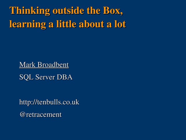 Thinking outside the box, learning a little about a lot