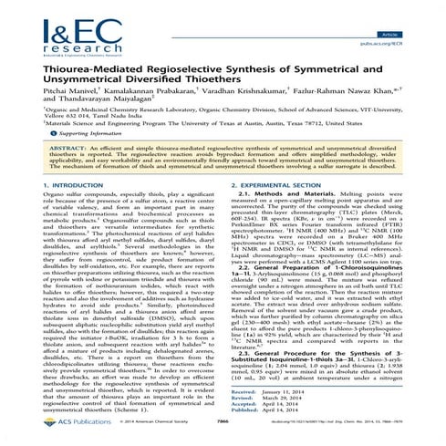 Thiourea mediated regioselective synthesis of symmetrical and unsymmetrical d...