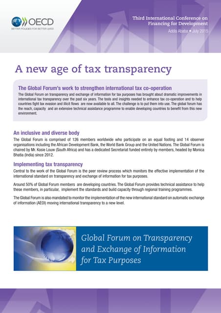Tax Transparency - Third UN Conference on Financing for Development, Addis Ababa