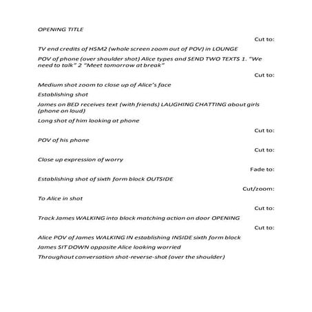 Script for Preliminary Task (Final Draft) - The Break Up | DOCX