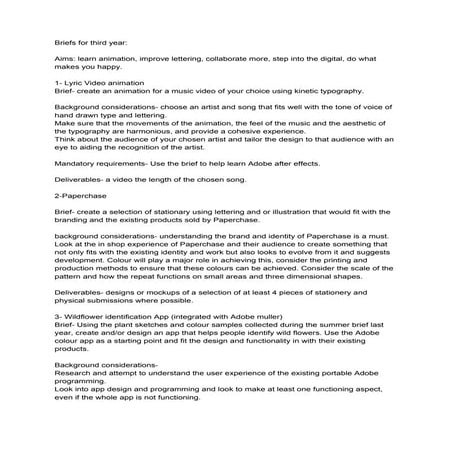 Third Year Design Briefs