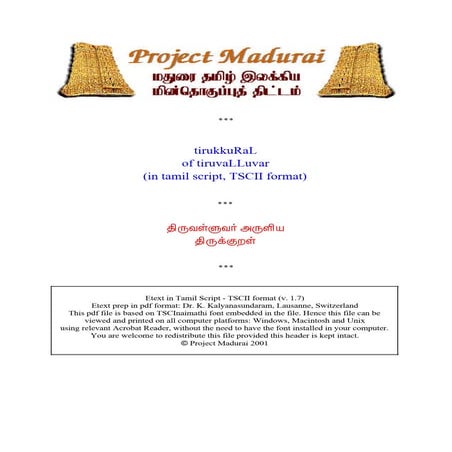 Thirukkural project madurai | PDF