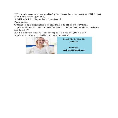 This Asignment has audio (Dnt knw how to post AUDIO but if u have .docx
