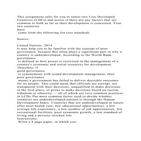 This assignment calls for you to select two Less Developed Countries.docx