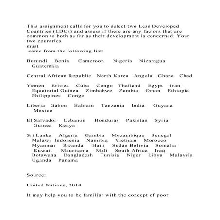 This assignment calls for you to select two Less Developed Countries.docx