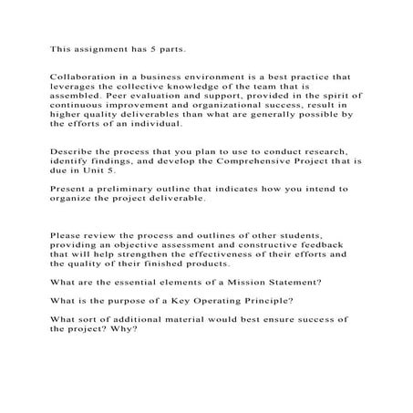 This assignment has 5 parts.Collaboration in a business enviro.docx