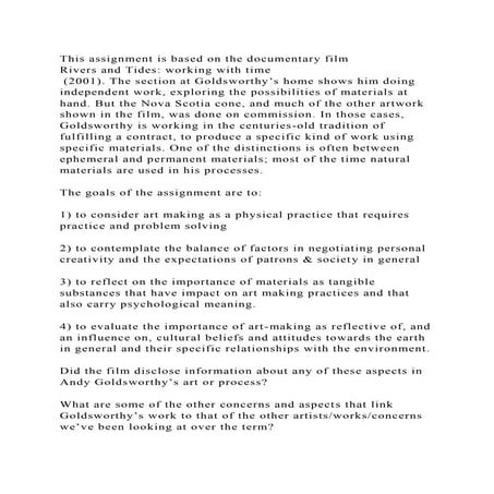 This assignment is based on the documentary film Rivers and Tides.docx