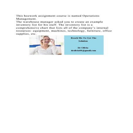 This hoework assignment course is named Operations Management.The .docx