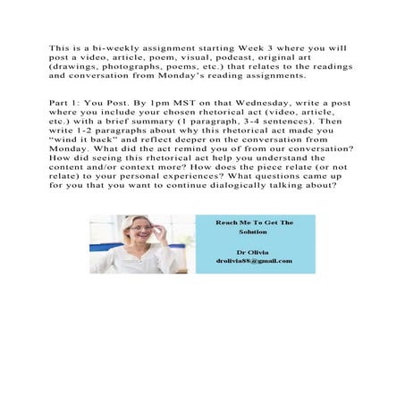 This is a bi-weekly assignment starting Week 3 where you will post a.docx