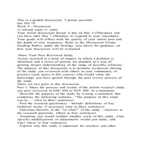 This is a graded discussion 5 points possibledue oct 14 week 4
