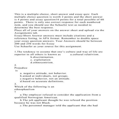 This is a multiple choice, short answer and essay quiz. Each multipl.docx