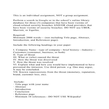 This is an individual assignment, NOT a group assignment. Perf.docx