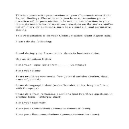 This is a persuasive presentation on your Communication Audit Report.docx