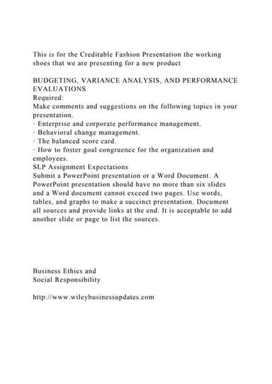 This is for the Creditable Fashion Presentation the working shoes .docx