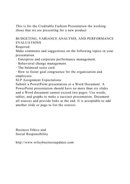 This is for the Creditable Fashion Presentation the working shoes .docx