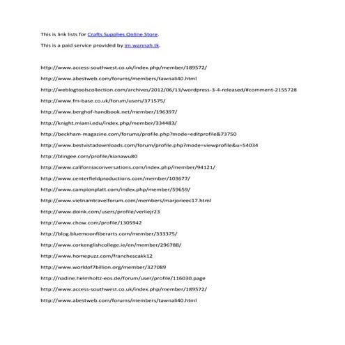 This is link lists for crafts supplies online store