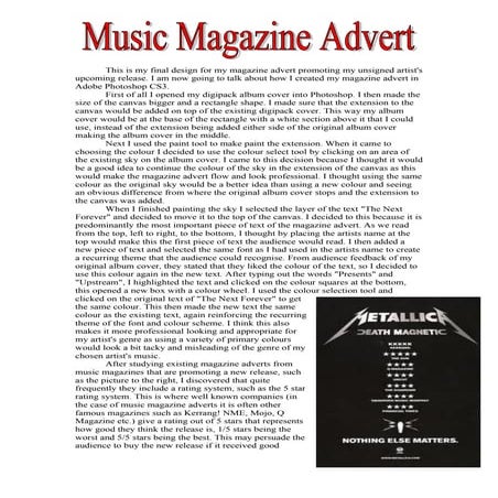 My Music Magazine Advert 