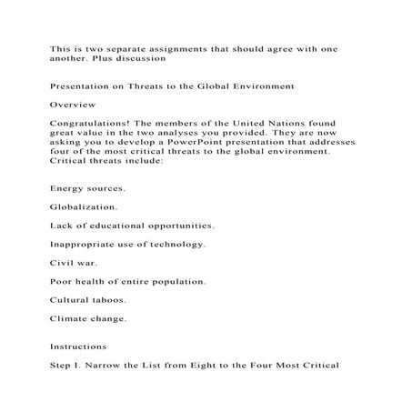 This is two separate assignments that should agree with one another..docx