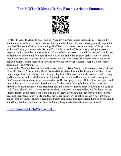 This Is What It Means To Say Phoenix Arizona Analysis This Is What It Means To Say Phoenix Arizona Summary | PDF