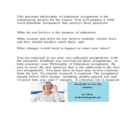 This personal philosophy of education assignment is the culminating 