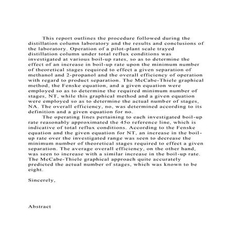 This report outlines the procedure followed during the distilla.docx