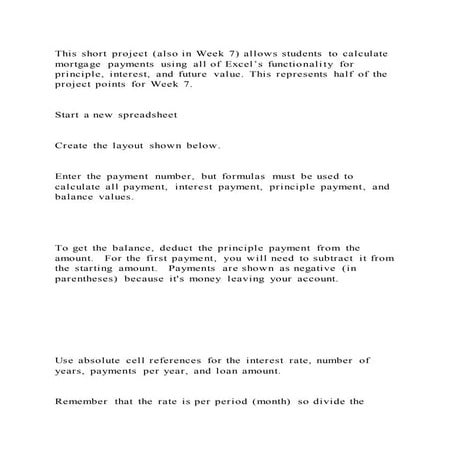 This short project (also in week 7) allows students to calculate mor