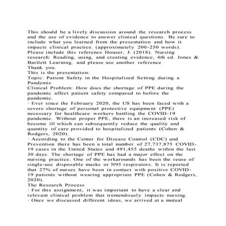 This should be a lively discussion around the research process and