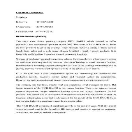 human resource planning case study