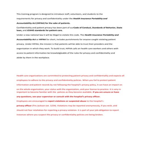 This training program is designed to introduce staff