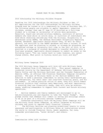 This Week In Military Community and Family Policy 05 Feb 2010 Pdf