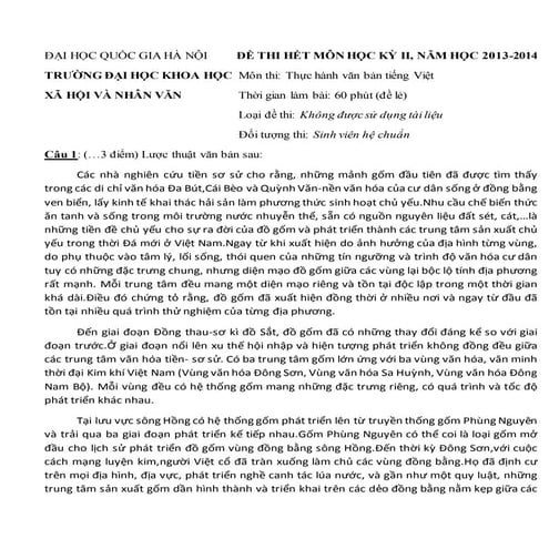 đề Thi thực hành văn bản tiếng việt