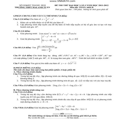 Thi thử toán mai anh tuấn th 2012 lần 1 k d