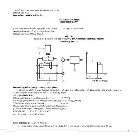 Thiết kế máy thiết kế hệ thống dẫn động thùng trộn đh bách khoa