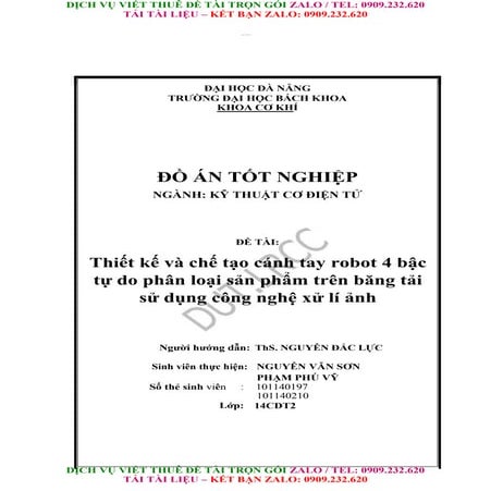 Thiết kế và chế tạo cánh tay robot 4 bậc tự do phân loại sản phẩm trên băng t...