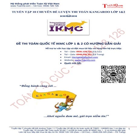 ĐỀ THI TOÁN IKMC LỚP 1-2 CÓ HƯỚNG DẪN GIẢI