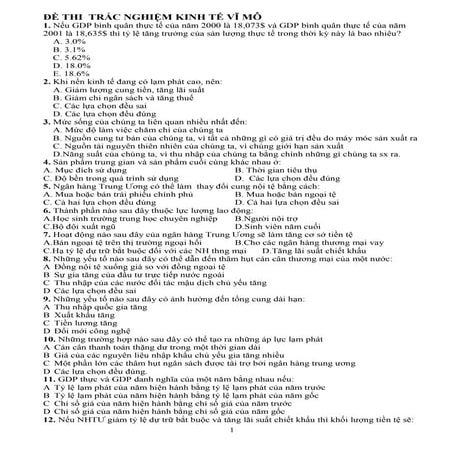 đề Thi trắc nghiệm kinh tế vĩ mô (có đáp án)