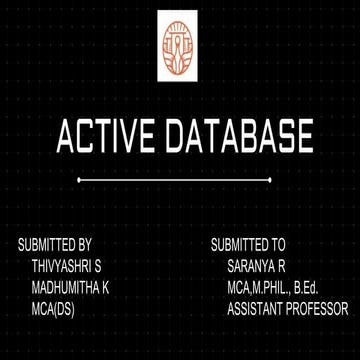 ACTIVE DATABASE IN DATABASE MANAGEMENT SYSTEM